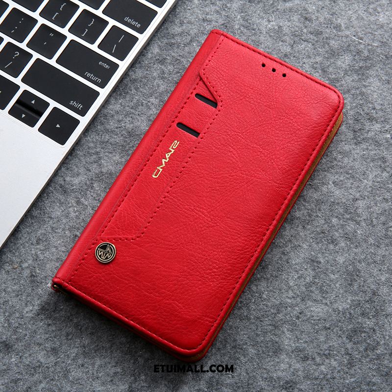 Etui iPhone 11 Pro Biznes Czerwony Skórzany Futerał Telefon Komórkowy Karta Obudowa Kup