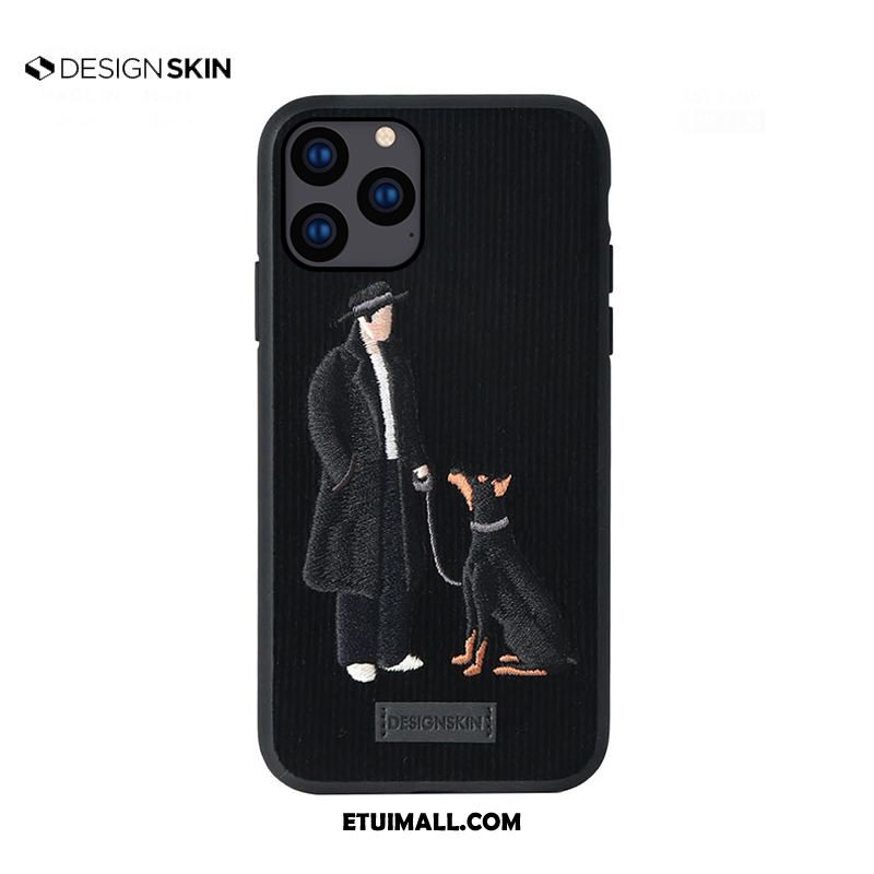 Etui iPhone 11 Pro Max Silikonowe Czarny Trójwymiarowy Z Haftem Piękny Futerał Sklep