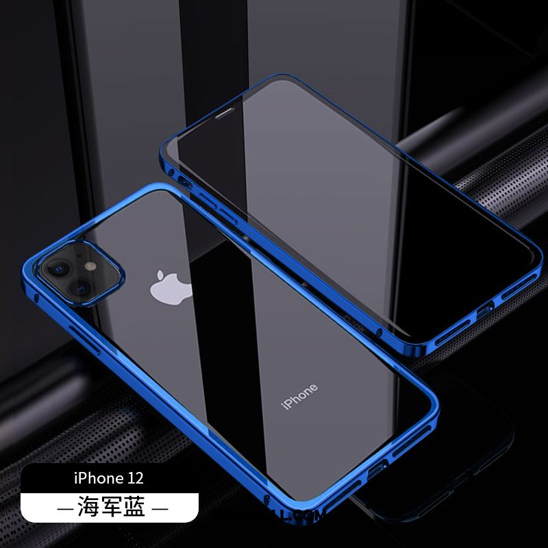 Etui iPhone 12 Dwustronny Luksusowy Niebieski Szkło Telefon Komórkowy Pokrowce Kup