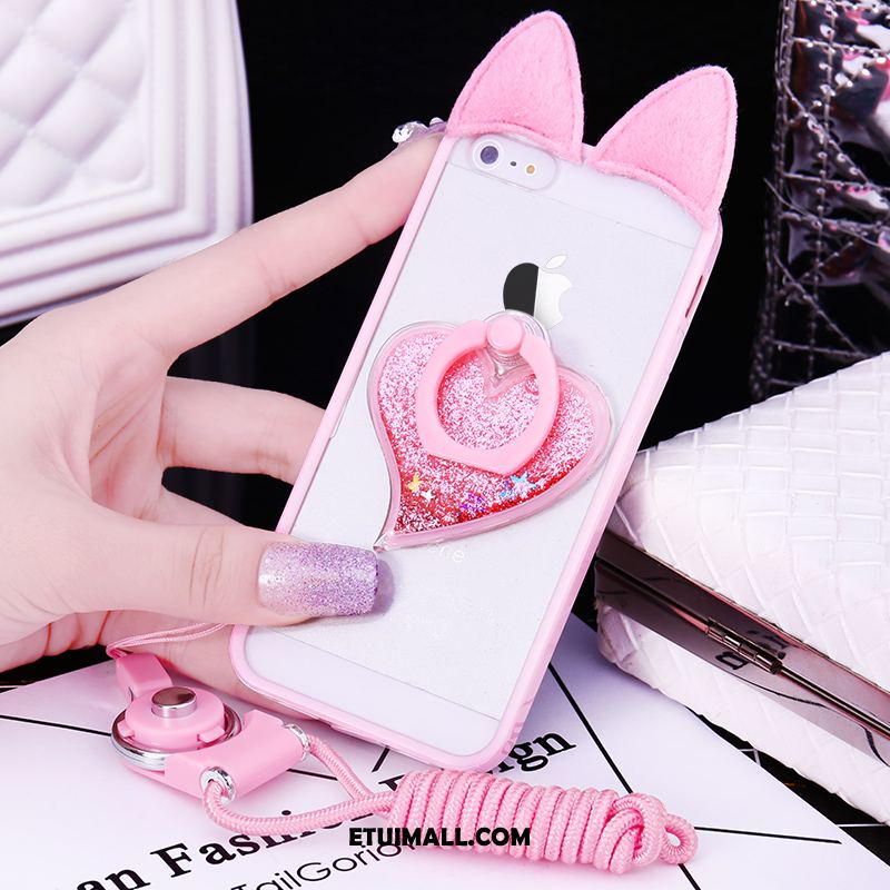 Etui iPhone 5 / 5s Różowe Futrzany Pompon Miękki Telefon Komórkowy Pokrowce Kup
