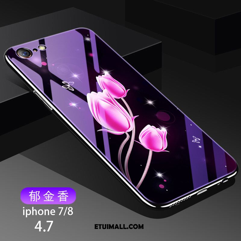 Etui iPhone 7 Silikonowe Szkło Ochraniacz Fioletowy Kwiaty Brzoskwini Futerał Sprzedam