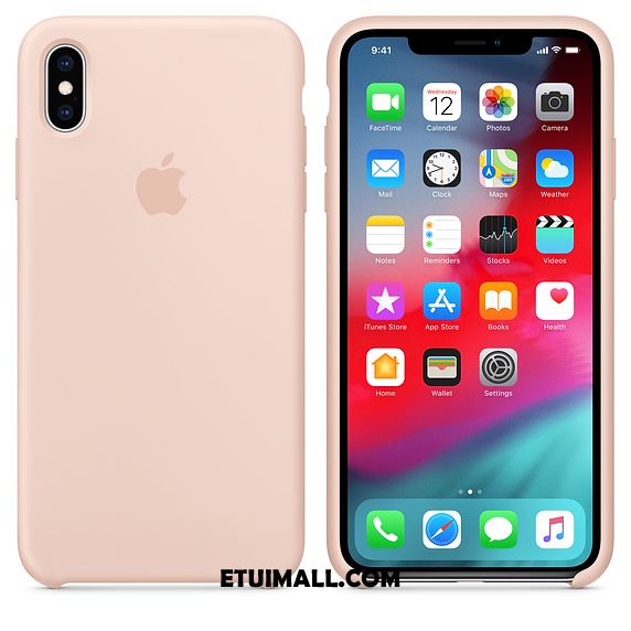 Etui iPhone Xs Max Różowe Telefon Komórkowy Miękki Jednolity Kolor Silikonowe Obudowa Sklep