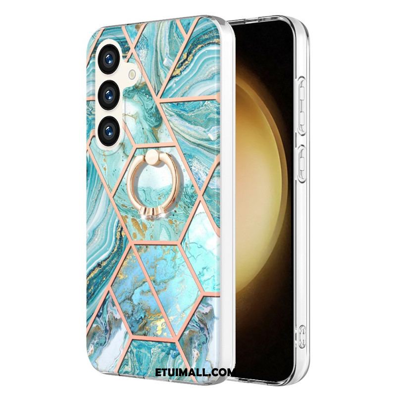 Etui Do Samsung Galaxy S24 5g Z Obniżonym Marmurowym Pierścieniem Podporowym