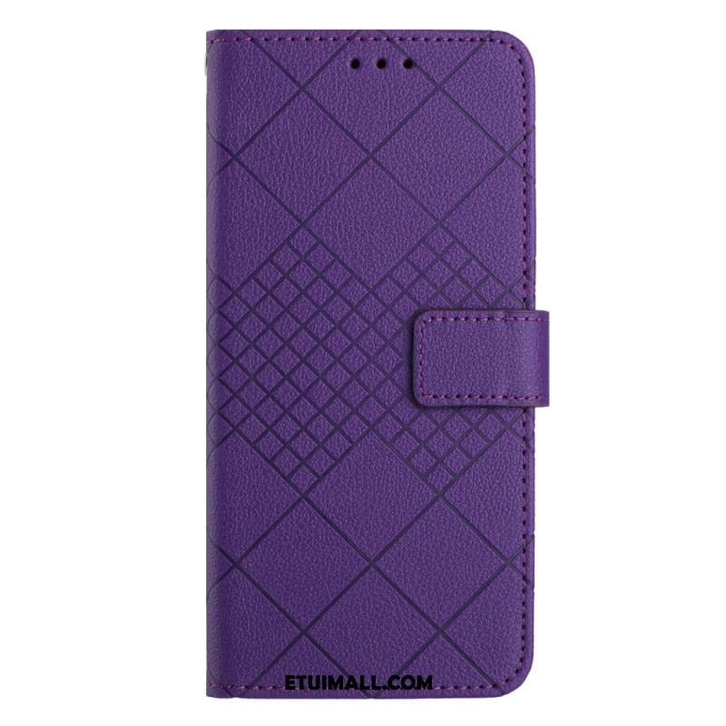 Etui Folio Do Xiaomi 14 Diamenty O Fakturze Litchi Z Paskiem