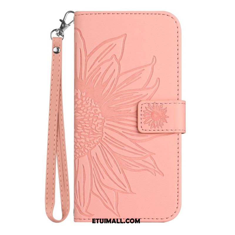 Etui Folio Do Xiaomi 14t Pro Nadruk Słonecznika Z Paskiem