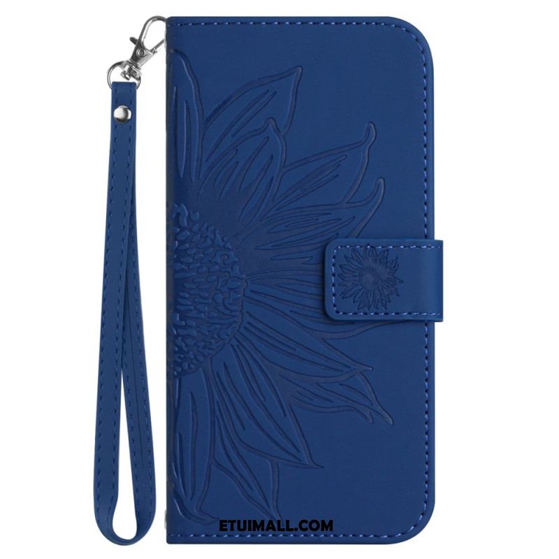 Etui Folio Do iPhone 16 Pro Nadruk Słonecznika Z Paskiem