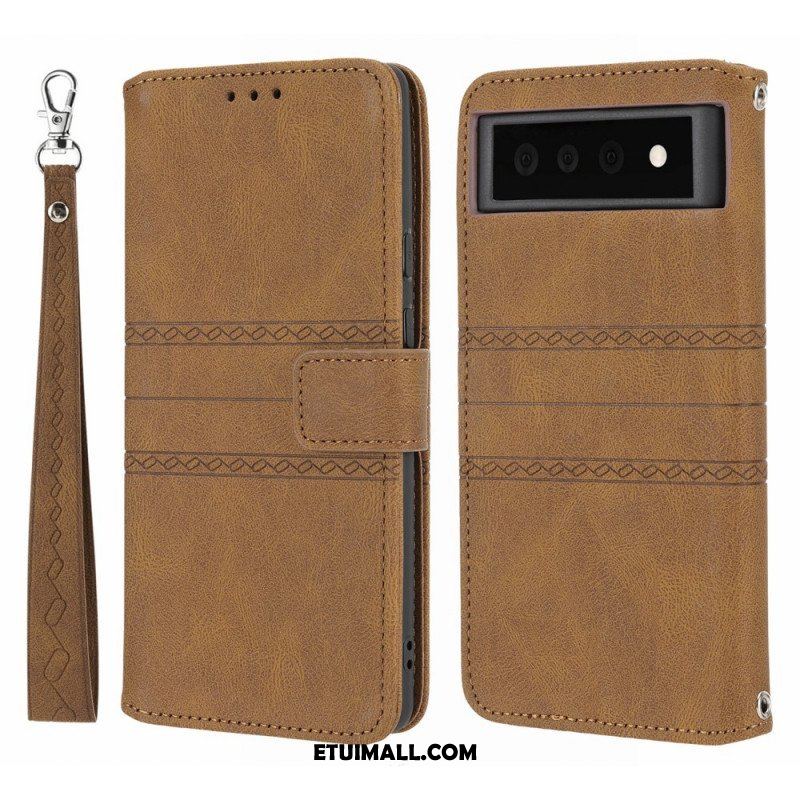 Etui Folio do Google Pixel 6 Koronkowe Szwy