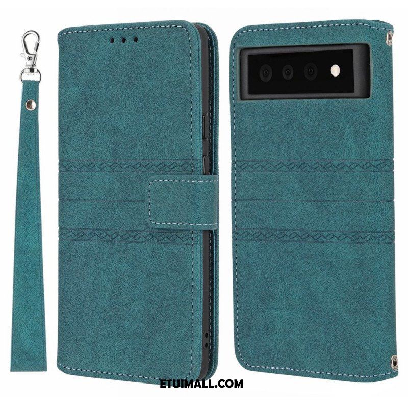 Etui Folio do Google Pixel 6 Koronkowe Szwy