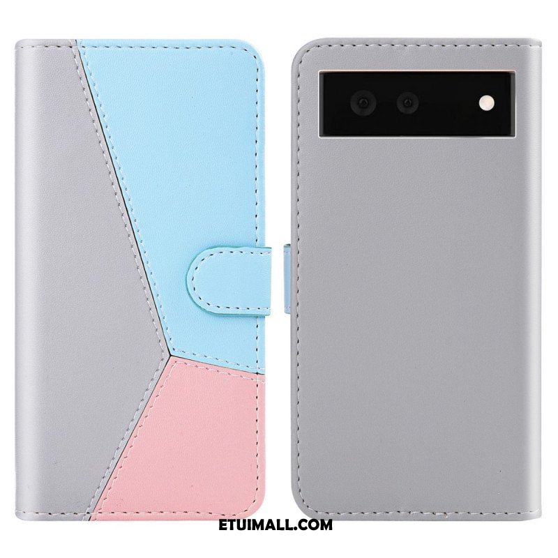 Etui Folio do Google Pixel 6 Trójkolorowy Efekt Skóry