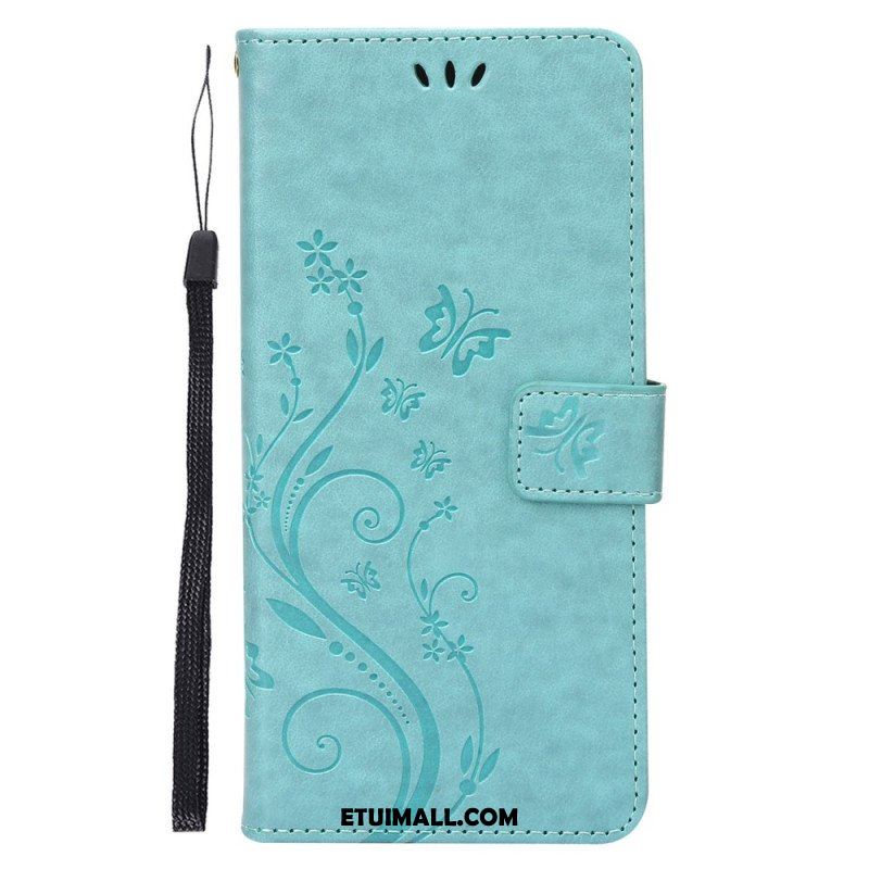 Etui Folio do Google Pixel 7 z Łańcuch Pasek Pro Flowers And Butterfly