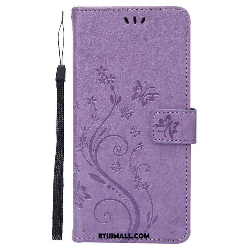 Etui Folio do Google Pixel 7 z Łańcuch Pasek Pro Flowers And Butterfly