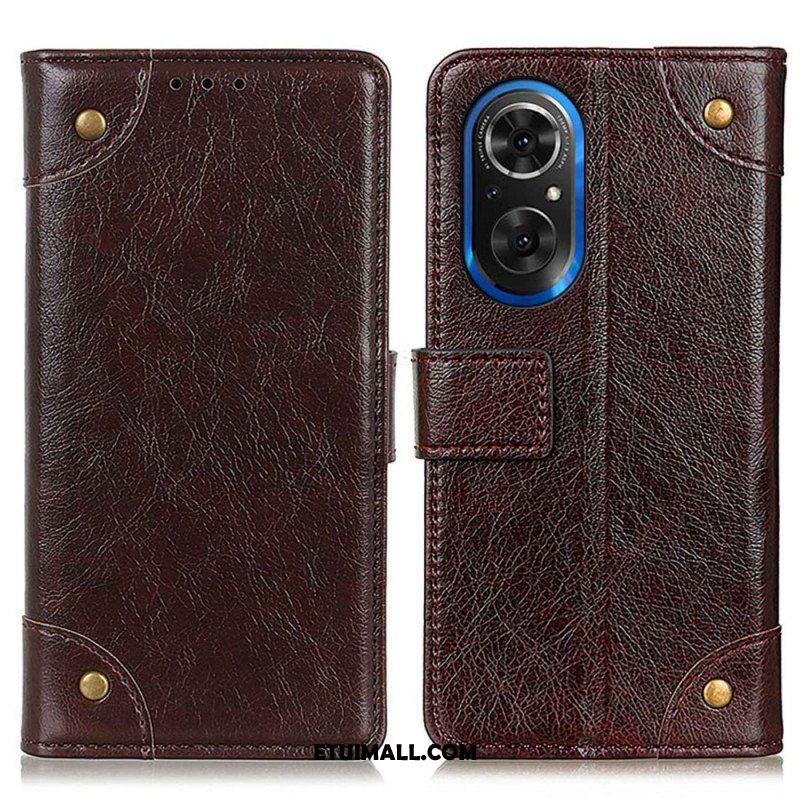 Etui Folio do Honor 50 SE Nity W Stylu Vintage Ze Skóry Nappa