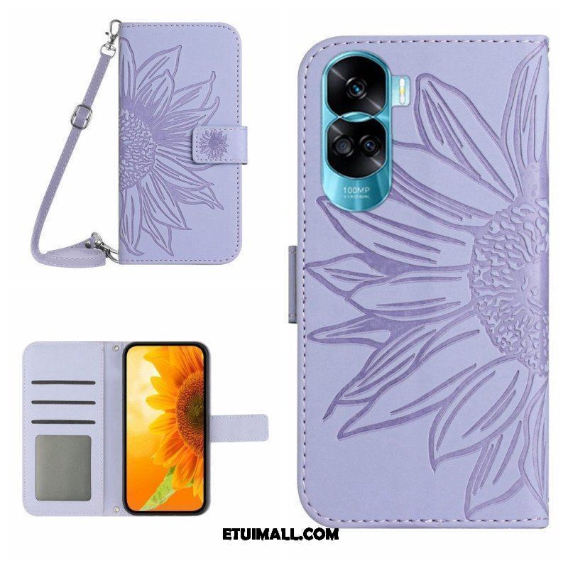 Etui Folio do Honor 90 Lite Słonecznik Z Paskiem Na Ramię