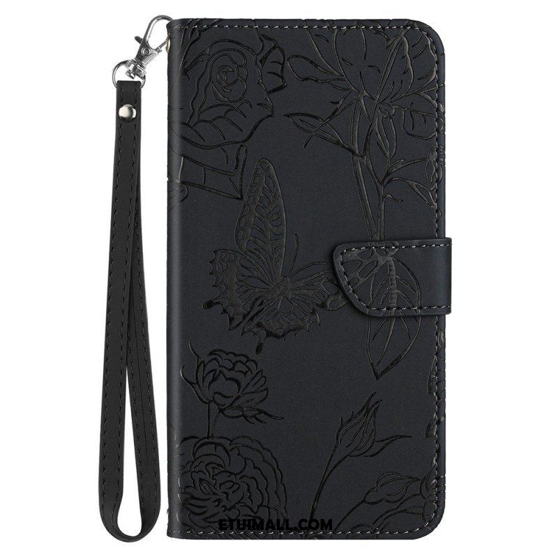 Etui Folio do Honor Magic 4 Lite 5G Motyle I Smycz