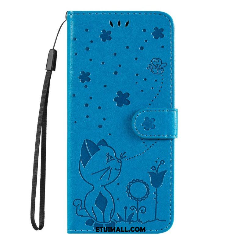 Etui Folio do Honor Magic 5 Lite z Łańcuch Kot I Pszczoła Z Smyczą