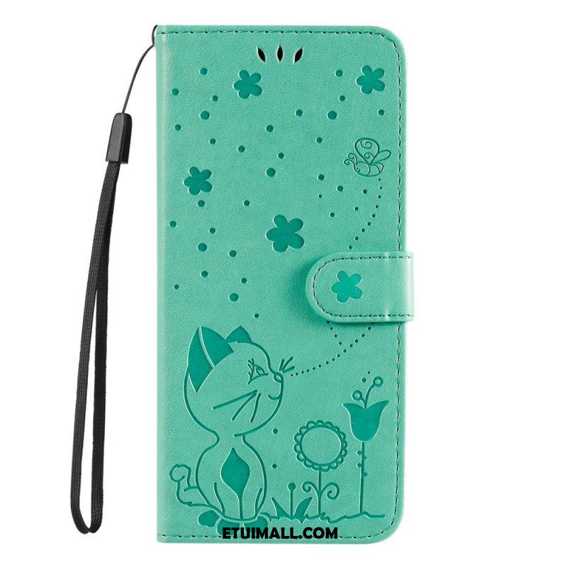 Etui Folio do Honor Magic 5 Lite z Łańcuch Kot I Pszczoła Z Smyczą