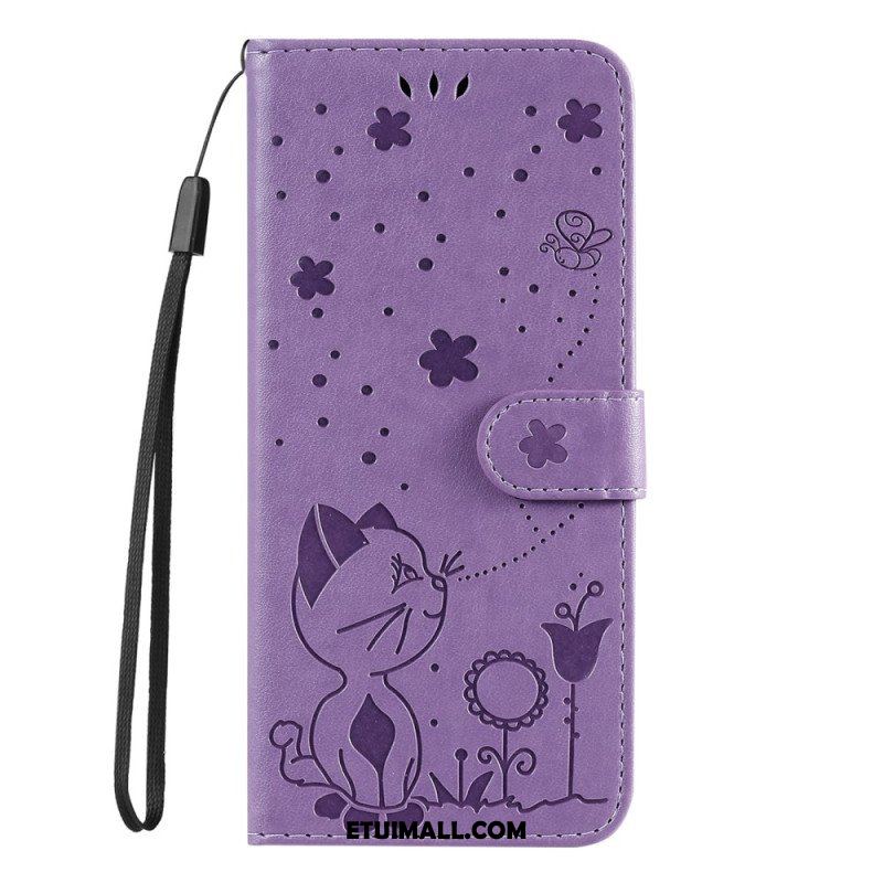 Etui Folio do Honor Magic 5 Lite z Łańcuch Kot I Pszczoła Z Smyczą