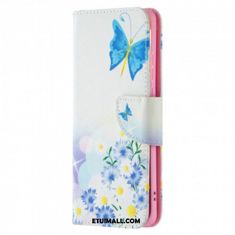 Etui Folio do Huawei P50 Pro Malowane Motyle I Kwiaty