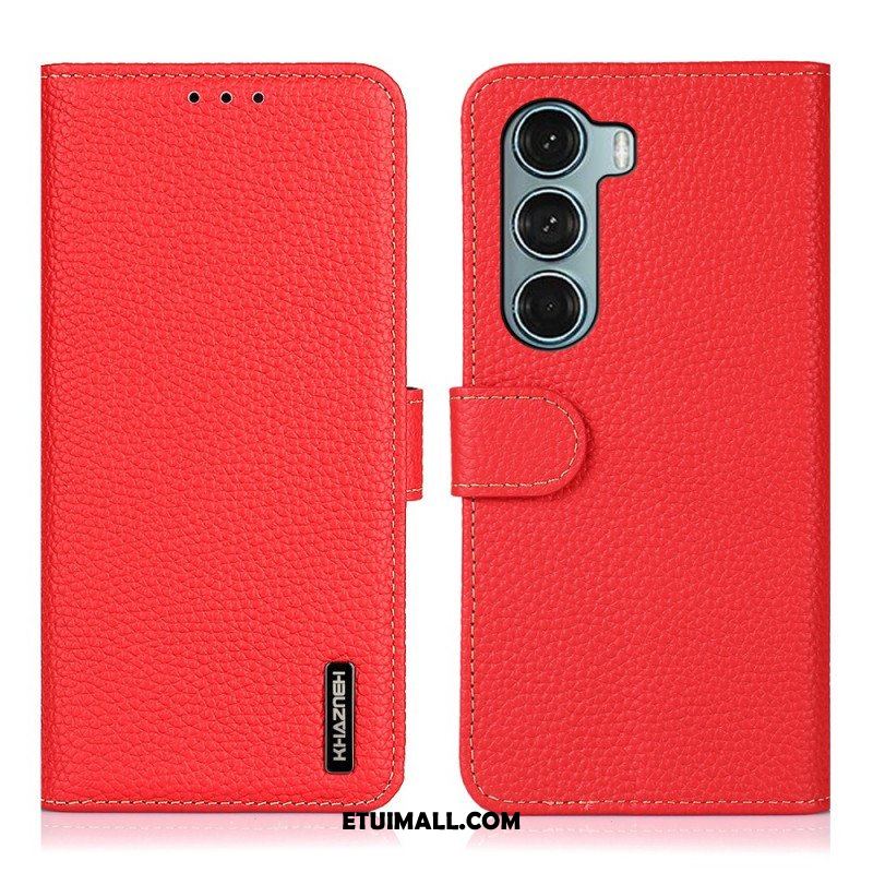 Etui Folio do Moto G200 5G Prawdziwa Skóra Liczi Khazneh