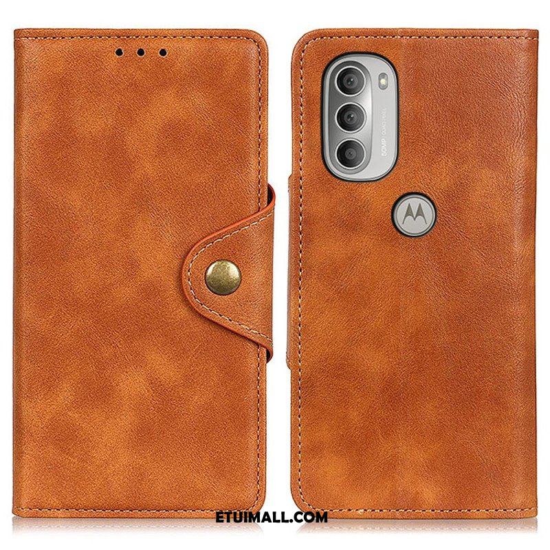 Etui Folio do Moto G51 5G Vintage Sztuczna Skóra I Guzik