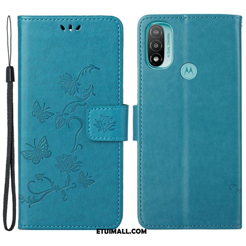 Etui Folio do Moto G71 5G Azjatyckie Motyle I Kwiaty