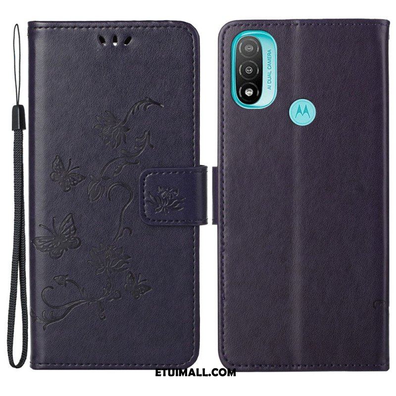 Etui Folio do Moto G71 5G Azjatyckie Motyle I Kwiaty