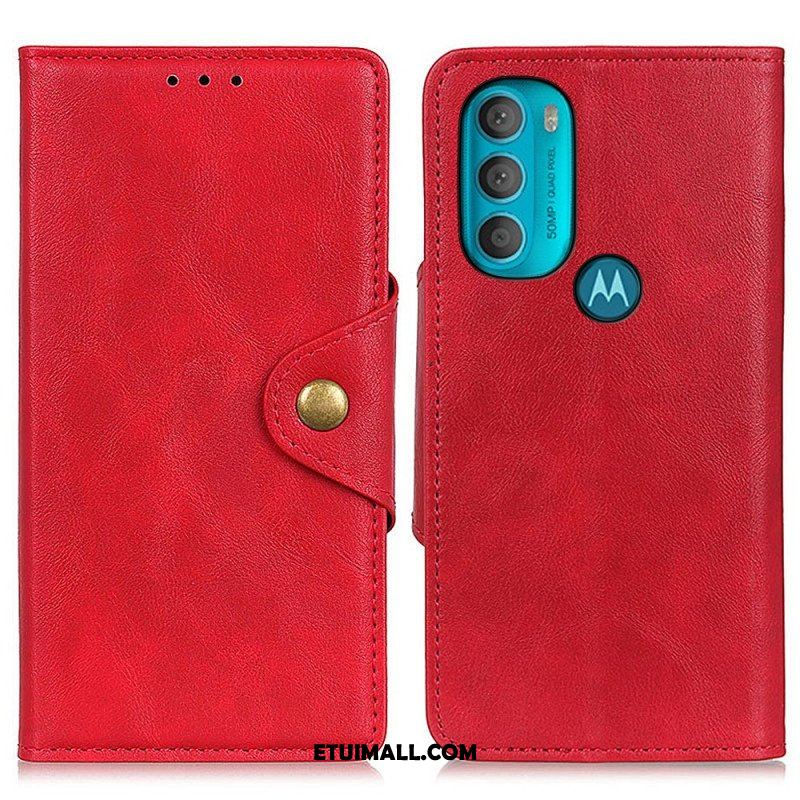 Etui Folio do Moto G71 5G Vintage Sztuczna Skóra I Guzik