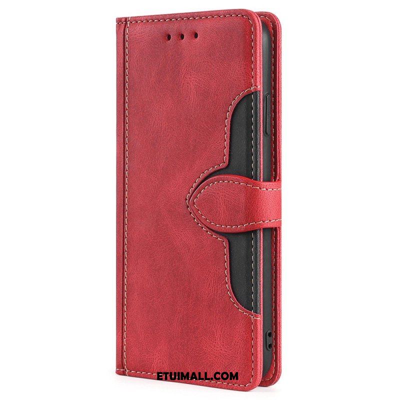 Etui Folio do Moto G73 5G Dwukolorowa Stylowa Sztuczna Skóra