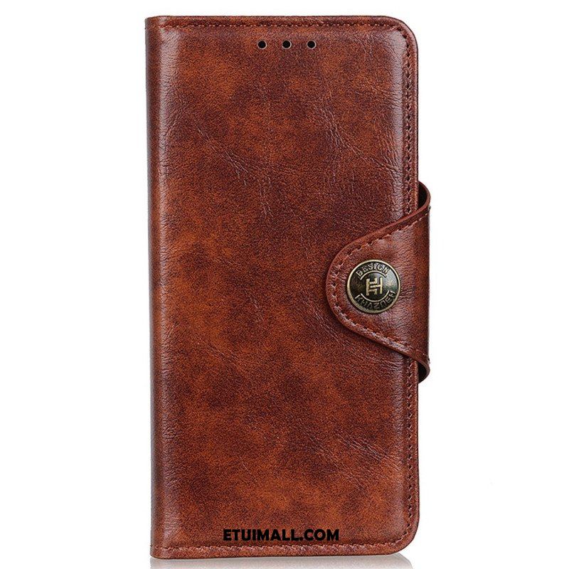 Etui Folio do OnePlus Nord 2T 5G Vintage Guzik Ze Sztucznej Skóry