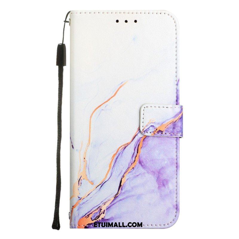 Etui Folio do OnePlus Nord 2T 5G z Łańcuch Pasek Marmuru