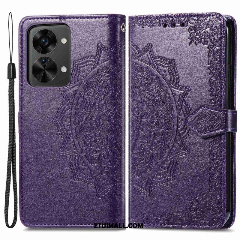 Etui Folio do OnePlus Nord 2T 5G z Łańcuch Uchwyt Na Kartę Z Paskiem Mandala