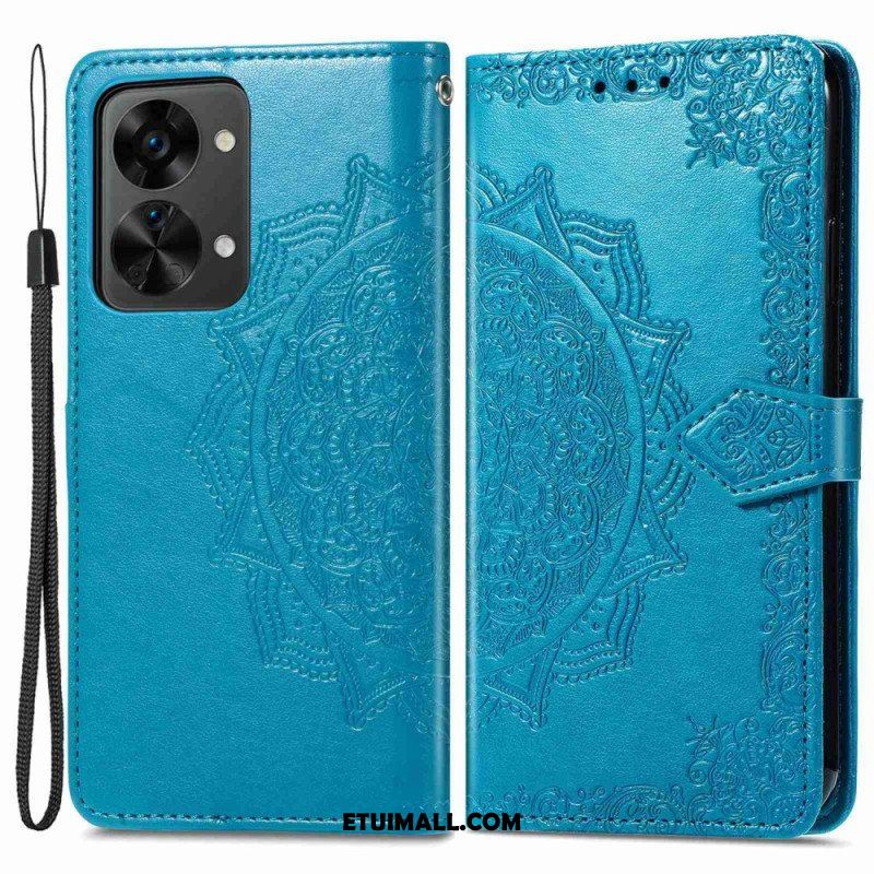 Etui Folio do OnePlus Nord 2T 5G z Łańcuch Uchwyt Na Kartę Z Paskiem Mandala