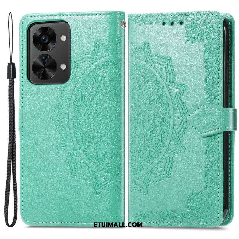 Etui Folio do OnePlus Nord 2T 5G z Łańcuch Uchwyt Na Kartę Z Paskiem Mandala