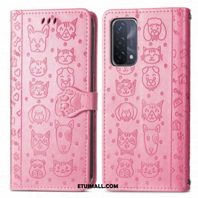 Etui Folio do Oppo A54 5G / A74 5G Animowane Zwierzęta