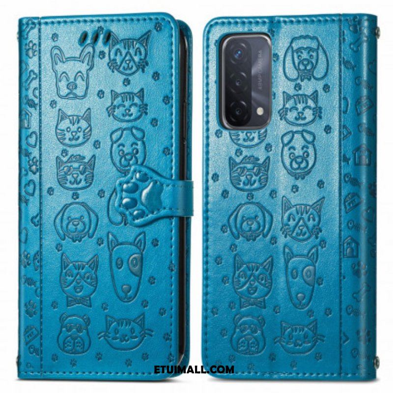 Etui Folio do Oppo A54 5G / A74 5G Animowane Zwierzęta