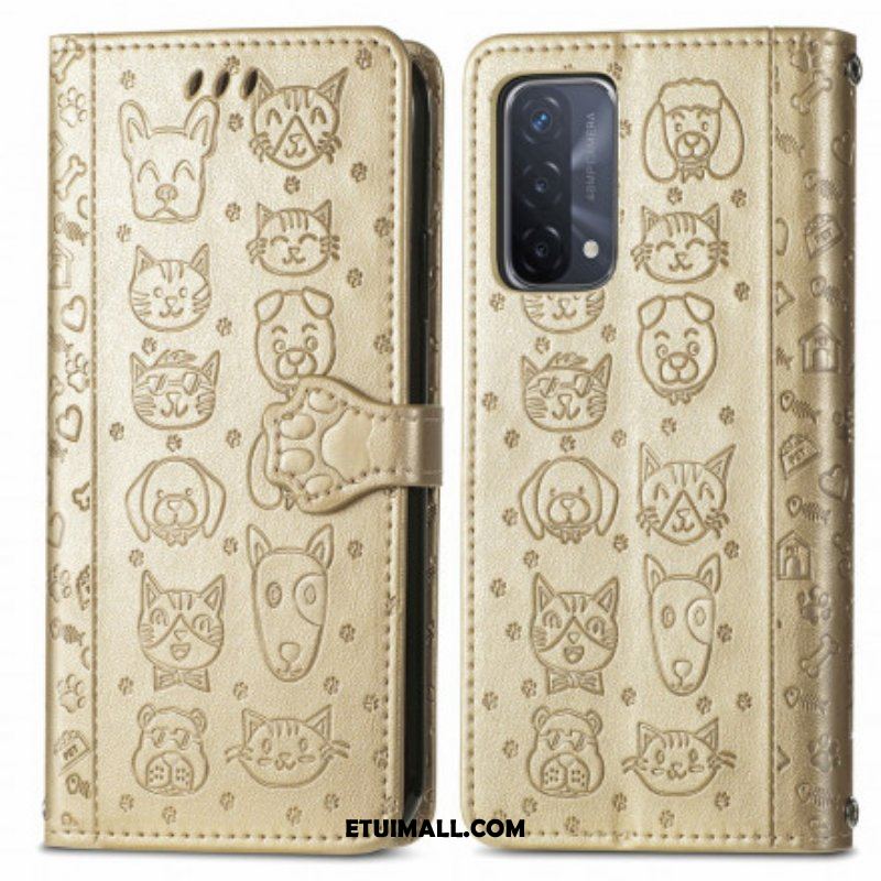 Etui Folio do Oppo A54 5G / A74 5G Animowane Zwierzęta