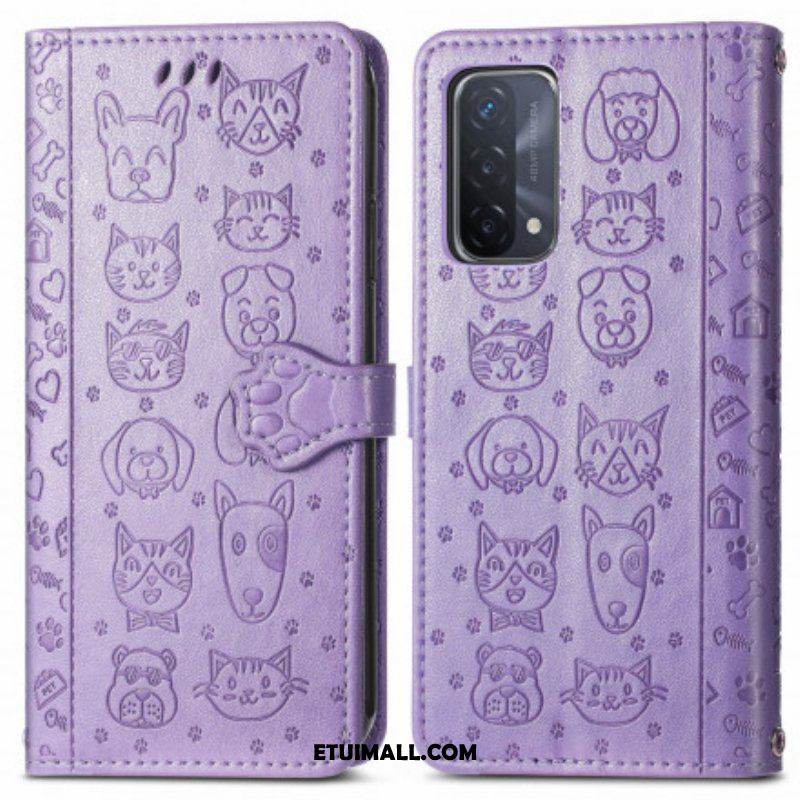 Etui Folio do Oppo A54 5G / A74 5G Animowane Zwierzęta