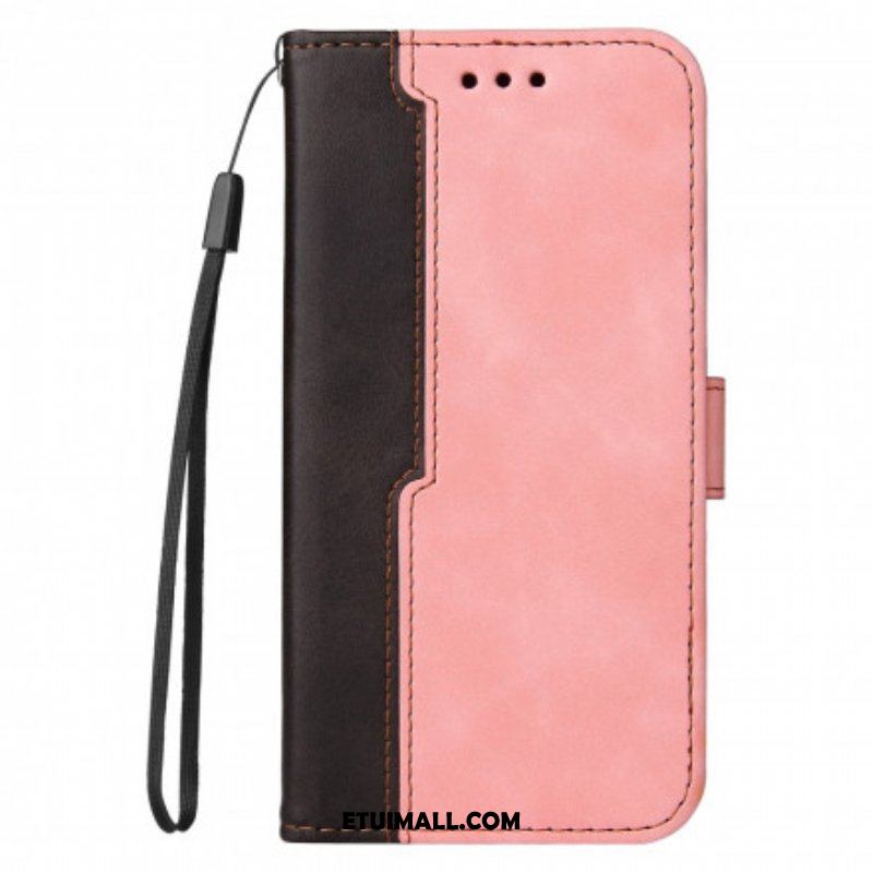 Etui Folio do Oppo A54 5G / A74 5G Kolorowa Dwukolorowa Sztuczna Skóra