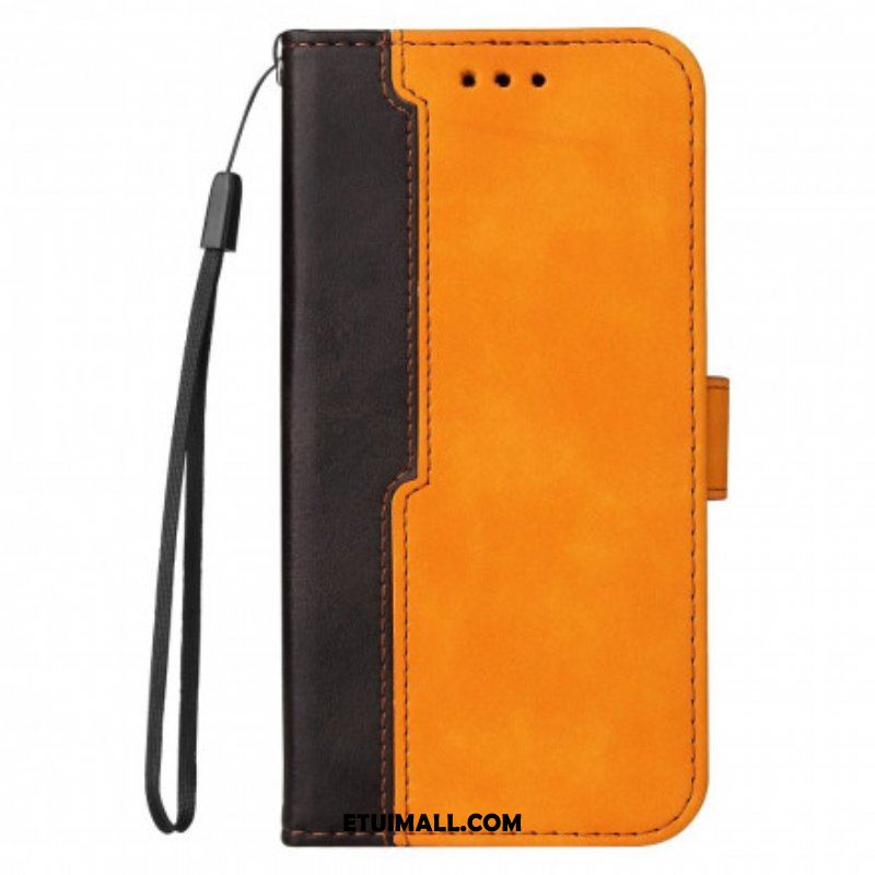 Etui Folio do Oppo A54 5G / A74 5G Kolorowa Dwukolorowa Sztuczna Skóra