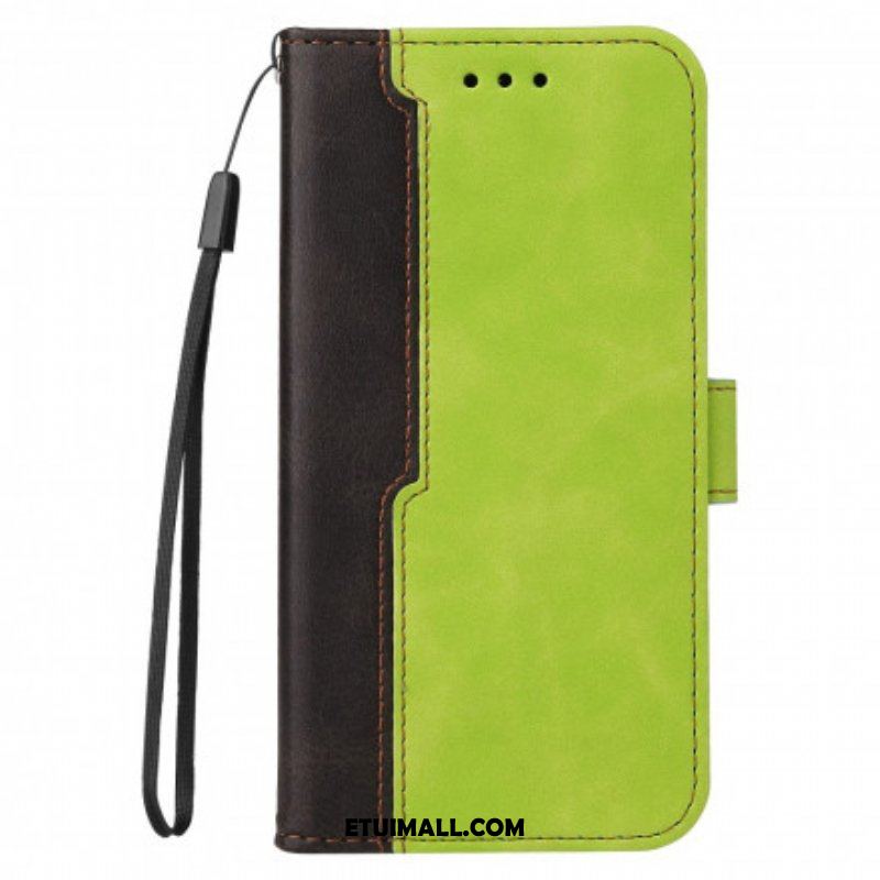 Etui Folio do Oppo A54 5G / A74 5G Kolorowa Dwukolorowa Sztuczna Skóra