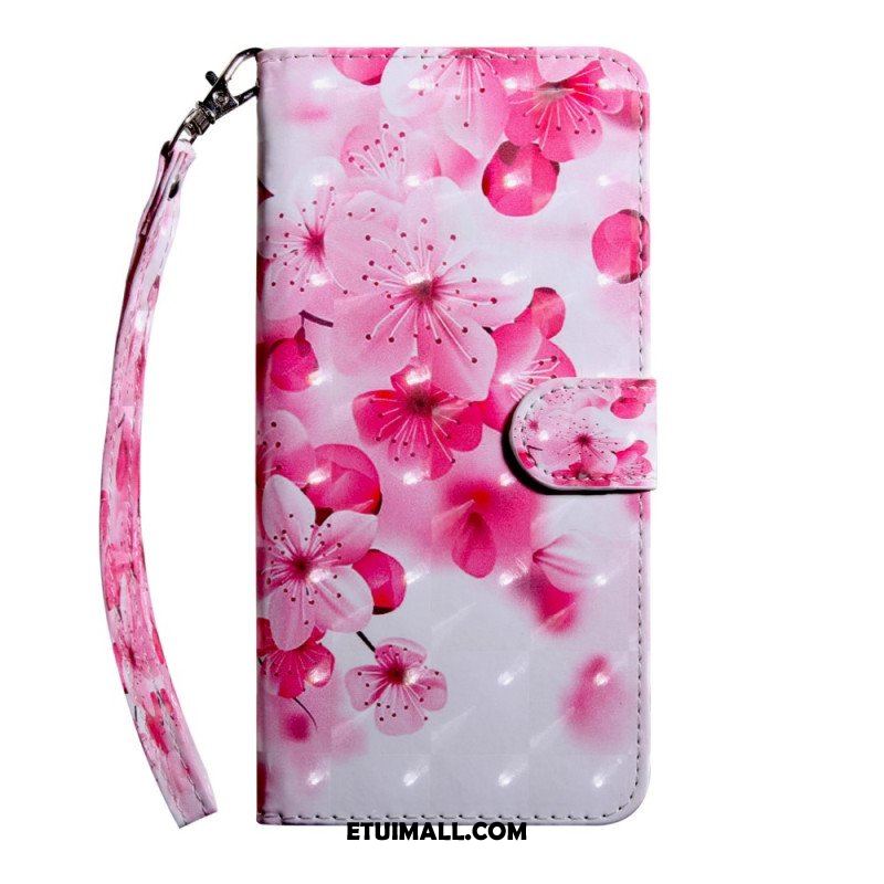 Etui Folio do Oppo A54 5G / A74 5G Kwiaty Z Smyczą