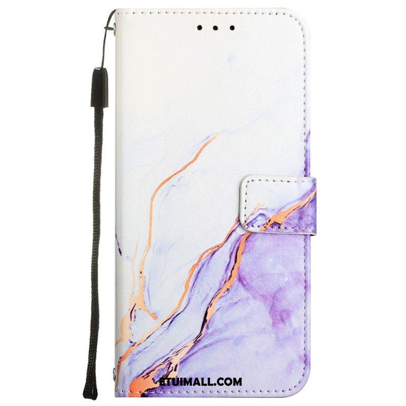 Etui Folio do Oppo A54 5G / A74 5G Marmur Ze Smyczą