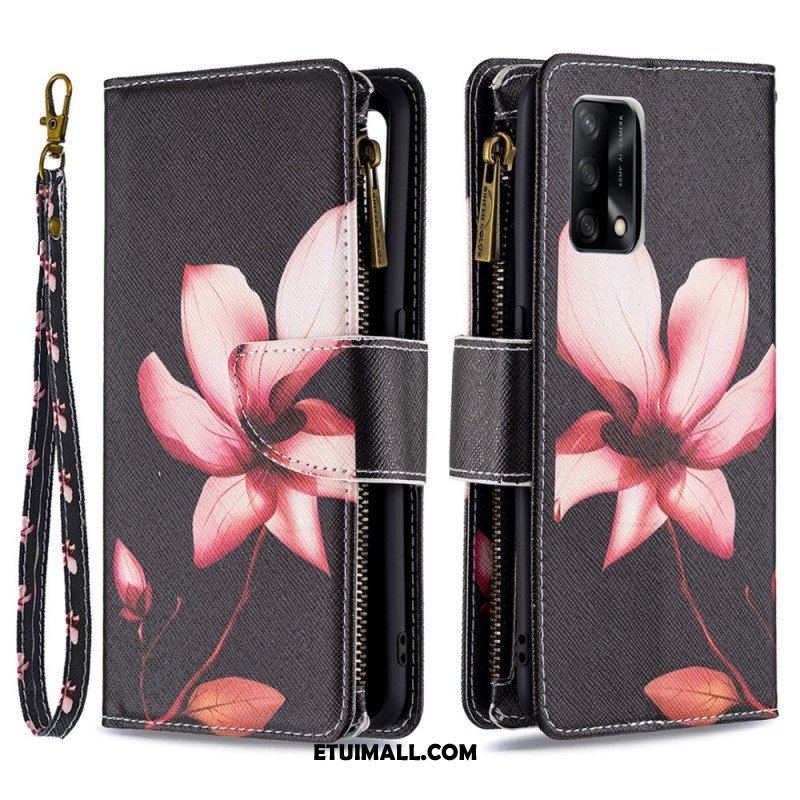 Etui Folio do Oppo A74 4G Kieszonka Zapinana Na Zamek W Kwiaty