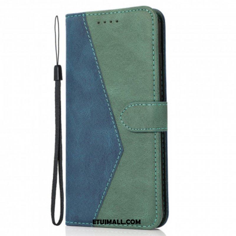 Etui Folio do Oppo A94 5G Dwukolorowa Trójkątna Sztuczna Skóra