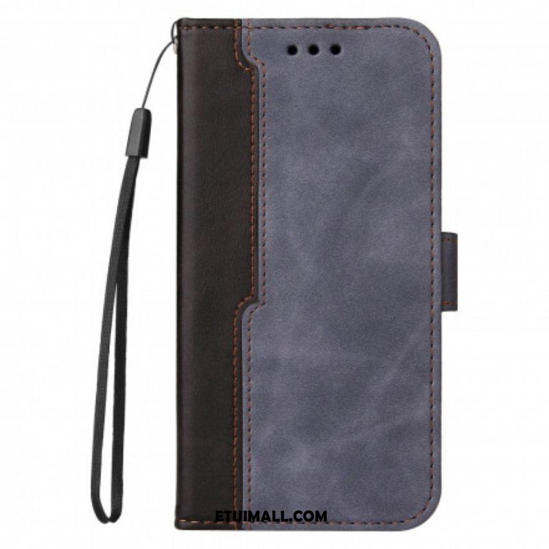 Etui Folio do Oppo A94 5G Kolorowa Dwukolorowa Sztuczna Skóra