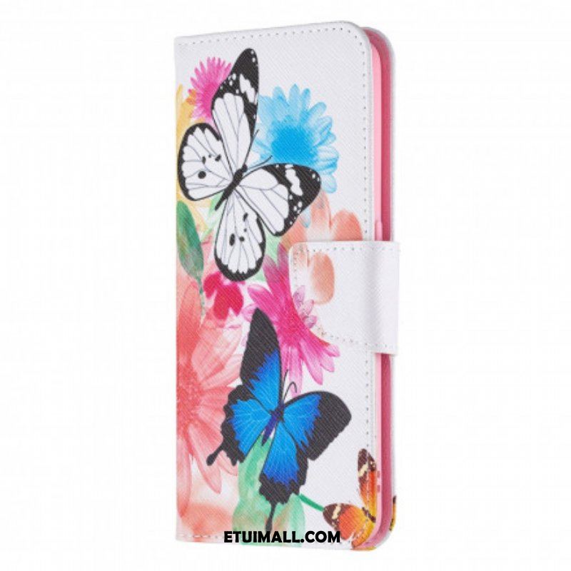 Etui Folio do Oppo A94 5G Malowane Motyle I Kwiaty