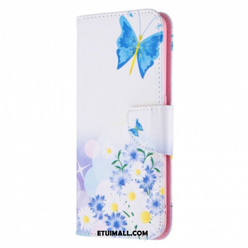 Etui Folio do Oppo A94 5G Malowane Motyle I Kwiaty