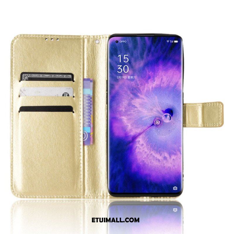 Etui Folio do Oppo Find X5 Błyszcząca Sztuczna Skóra