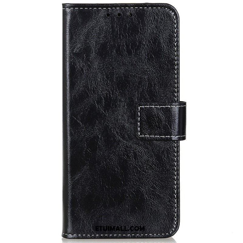 Etui Folio do Poco M4 5G Lakierowana Z Widocznymi Szwami