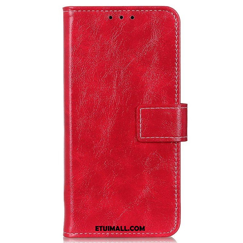 Etui Folio do Poco M4 5G Lakierowana Z Widocznymi Szwami